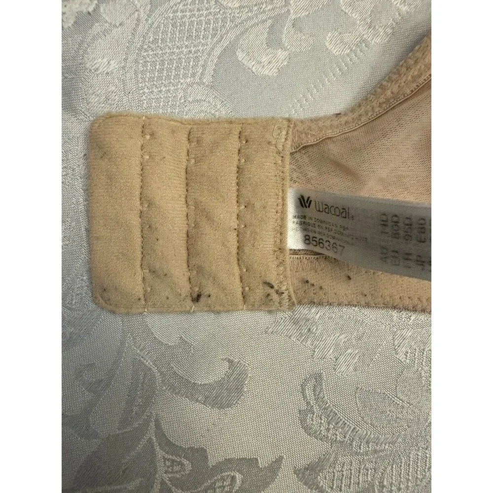 Wacoal‎ 36D Awareness Wire Free Beige Bra 856367 Cushioned Straps Pink Ribbon